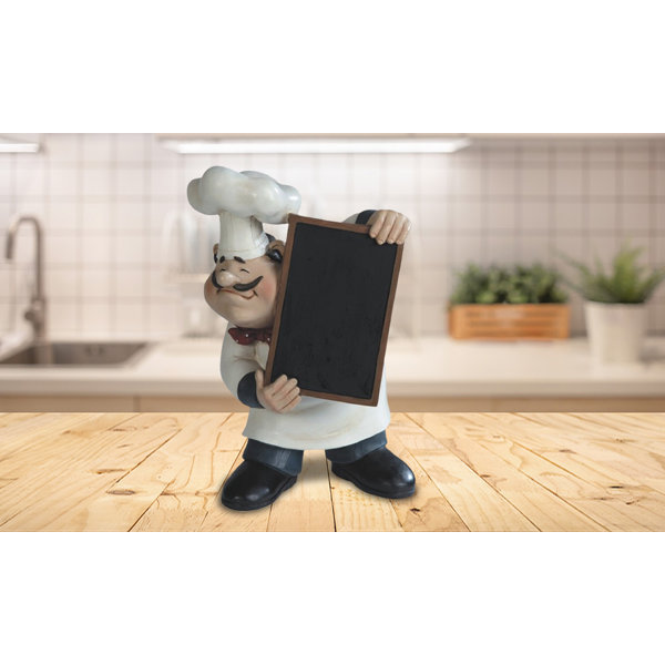 Millwood Pines 11"H Chef Holding Chalkboard Menu Blackboard Figurine
